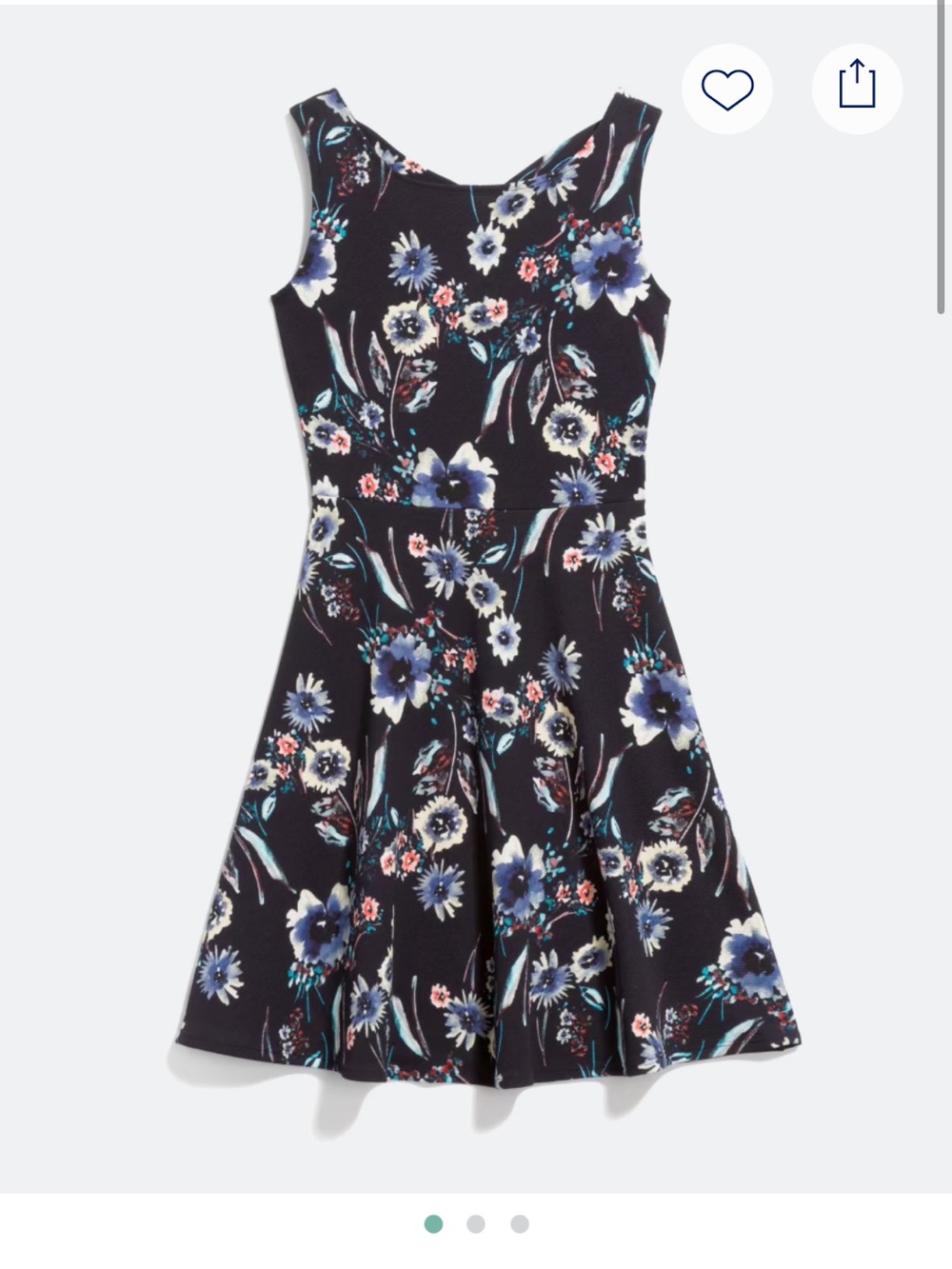Kaileigh Black Floral Fit & Flare Dress with Blue Accents
